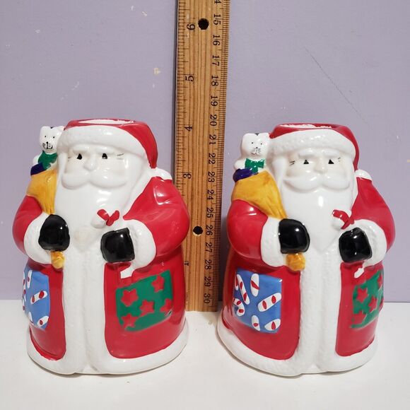 Cookk's Bazaar Vintage Set of Santa Candle Holders  Christmas In Box - Picture 11 of 12